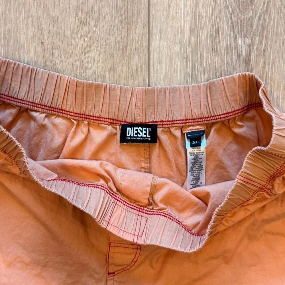 DIESEL Men's Tan/Orange/Skin Toned Boxer Shorts with Red Stitching and Box Logo